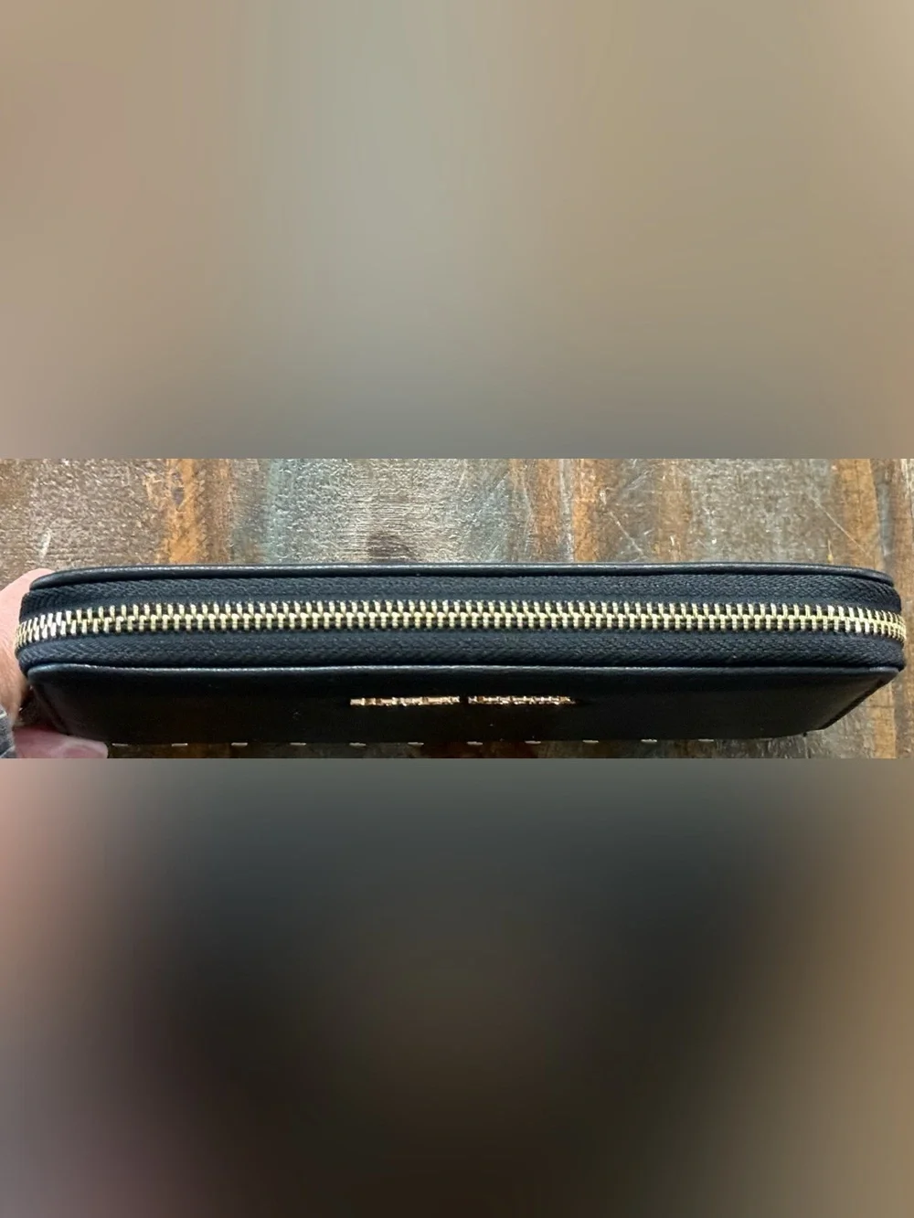 Badgley Mischka Black Studded Zip Around Long Wallet w/Gold Stud NWT